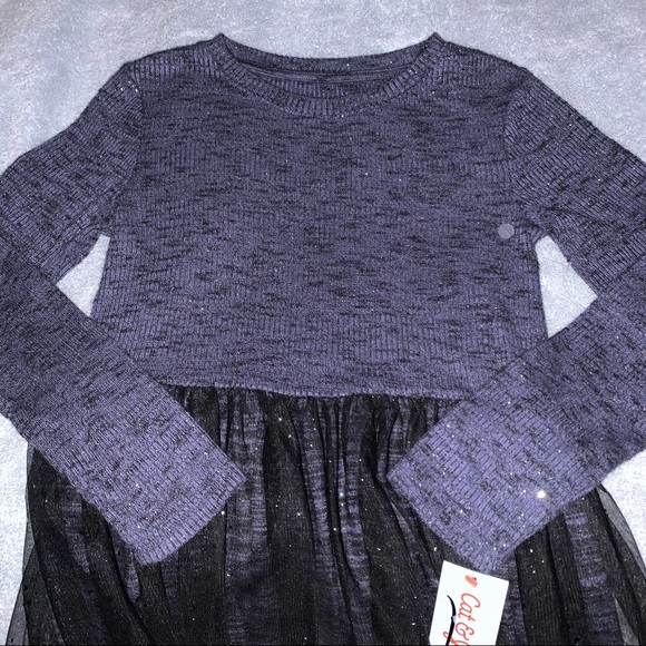 Cat & Jack Girls Size M 7 8 Medium New NWT Blue Long Sleeve Tulle Dress - Picture 3 of 9